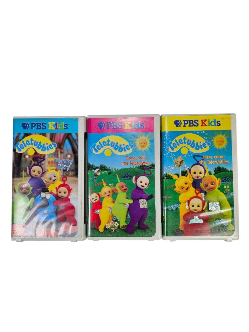 Teletubbies VHS Lot of 3 Volumes 1, 2, 5 Funny Day Dance Here Come PBS Kids